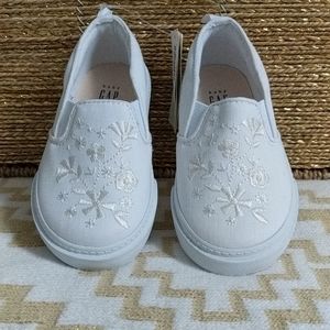 Toddler Girl White Slip On Canvas Sneaker